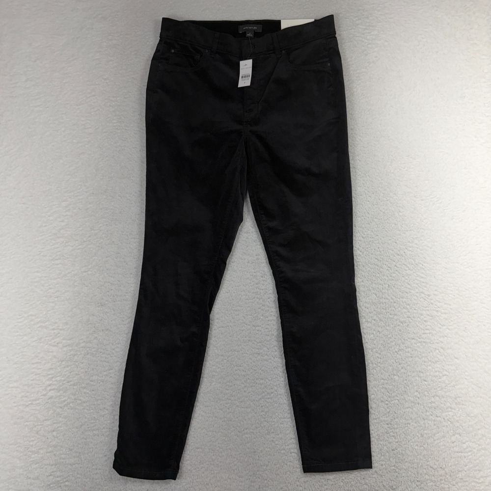 Ann Taylor Women's Black Soft Velvet The Skinny Modern Pants 8 30x26 Stretch NWT